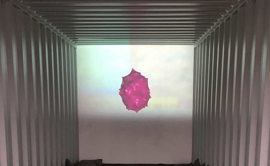 Olento blob projected onto a container wall
